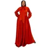 Ethnische Kleidung afrikanische Kleider für Frauen Herbst Langarm Polyester rot dunkelblau Khaki Party Kleid Maxi Kleidung