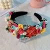 Haarklammern klobiges bunte Blumenstirnband für Frauen Mode simulierte Perlenperlen Blumenblatt Dekorative Festival Haarbandmädchen Accessoires