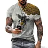 メンズTシャツ夏のTシャツ面白いビー3DプリンティングシャツストリートパーソナリティOネック短袖昆虫高品質の服