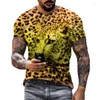 Męskie koszule T Creative Creative Fashion 3D HD Printing T-shirt osobowość Trend Loparda Retro HARAJUKU Street Hip-Hop Casual Top Shirt