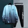 Tracksuits voor heren mannen tracksuit set jogging pak tie-dye los fit sweatshirt broek met elastische taille gradiënt kleurbrief afdrukken