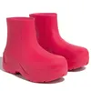 Laarzen trend ontwerp moderne mode enkel regenboots elastische waterdichte bovenste dikke platform platte hoogte toenemende niet -slip regenachtige schoenen