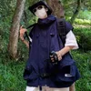 Men's Vests 2023 Tactical Vest Hooded Military Uniform Large Pocket Sportswear Retro American Camping Hippie Zipper Jacket M-2XL