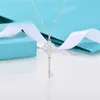 Women designer necklace luxury jewelry stainless steel valentine silver chain diamond Chinese knot key pendant collarbone necklaces designers girlfriend gift