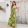 Lässige Kleider 2023 elegantes Kleid Frauen Sommerdruck Spaghetti-Riemen losen offener Rücken V-Ausschnitt Bohemian Style