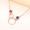 Pendant Necklaces NurmWung Minimalist Style Double Ring Circle Copper Inlaid Zircon Necklace For Women Jewellery Wholesale