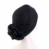 Nouveau femmes grande fleur Turban front croisement chimio casquette musulman instantané Hijab écharpe islamique Bonnet chapeau Beanie perte de cheveux plissé