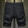 Heren shorts Summer Wite Black Men gescheurde ole denim sorteert slanke casual knie geleend sorteren strait jeans bermuda voor