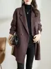 Damenjacken Trench Coat für Frauen Herbst Winterjacke warme Tweed Korean Fashion Elegance Office Lady Long Wool 230818