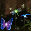 Luces de hadas LED solares mariposa libélula forma de pájaro impermeable decoración de jardín lámpara de camino de césped decoración de Navidad