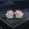 Brincos de garanhão de alta qualit Temperamento Sweet Rose Camellia Ear Studs para mulheres jóias de moda LE280