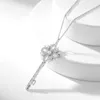 Dupe Brand أعلى جودة 925 Sterling Silver Rhinestone Key Necklace Neglace Jewelry for Women