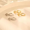 Boucles d'oreilles créoles en acier inoxydable Zircon pierre cercle délicat mode bijoux ronds cadeaux pour les femmes