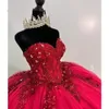 Suknia Red Sweetheart Ball Sukienki Quinceanera dla dziewcząt z koraliki na przyjęcie urodzinowe suknie