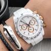 Montre Rolaxes automatique Types de céramique propre Boîtier d'usine V11 Deluxe Blanc Lunette de luxe ETA pour homme Saphir Chronographe automatique 4130 étanche avec boîte L