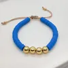 Strand handgjorda polymerlera pärlarmband för kvinnor akryl rund charm armband repkedja boho vintage smycken gåva