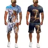 Tracksuits voor heren zomer tijger 3D geprinte t-shirt shorts set slow parkour dieren paar kostuum tweedelig sportkleding