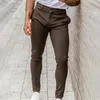 Pantalon homme coupe cintrée taille moyenne pantalon fin doux poches inclinées longueur cheville bouton fermeture à glissière affaires longue