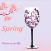 Wine Glasses Four Seasons Trees Goblet Creative Printed Round Glass Cup For Beer Cocktail Large Capacity Gift 230818