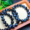 Strand Natural Blue Tiger Eye Bransoletka Kryształowe bransoletki 10 mm/12 mm okrągłe koralik rozciągnięcie uzdrawianie Kobiet Kamień Biżuterii Prezent 1PCS