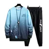 Tracksuits voor heren mannen tracksuit set jogging pak tie-dye los fit sweatshirt broek met elastische taille gradiënt kleurbrief afdrukken