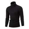 Suéteres de hombre Suéter de tela acrílica para invierno Elegante cuello alto cálido Otoño Slim Fit Casual Layering