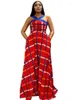 Casual Dresses Off Shoulder Sexy Printed Vintage Dress Women Summer Fashion Sleeveless Long Ladies Clothes Femme Robe Red Vestidos Maxi