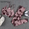 Tenues de yoga NORMOV est Tie Dye Ensembles de yoga Impression 1/2/3 PCS Ensemble de gymnastique pour femmes Leggings sans couture Soutien-gorge Shorts Tenues de fitness d'été 230820