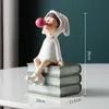 Decorative Objects Figurines Modern Lovely Girl Blowing Bubbles Resin Handicraft Statue Living Room Porch Study Office Desktop Decoration Birthday Gift 230818