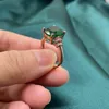 Cluster Rings Hoyon 14K Rose Gold Color Green Ring for Women Anillos Natural Emerald Gemstone Topaz Bizuteria Jewelry With Box