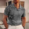 Men's Polos Polo Polo Neck T-shirt Padrão geométrico Roupas de decote em V Impressão 3D ao ar livre de manga curta diária Moda Retro Top