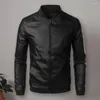 Men's Jackets Faux Leather Stand Collar Jacket Stylish Windproof Baseball With Zipper Placket Side For Spring