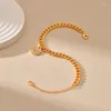 Länkarmband Trend Circular Micro Inlaid Zircon Armband för kvinnor Metal Chunky Chain Justerbar storlek unisex fancy smycken gåva