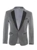 Costumes pour hommes Slim Fit Blazer Robe Vestes Homme Costume De Scène Gris Soyeux Brillant Costume De Bal