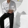 Męskie koszule Brązowe białe białe koszulę z długim rękawem Męskie społeczeństwo moda męska sukienka Koreańska luźna kieszonka M-2xl