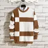 Suéteres masculinos Sweater Slim Fit Sweater Colorblock Knit