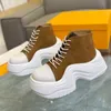 Luxury V Brand Casual Shoes High Top Women Elevated 2023 New Designer Shoes Thick Sole Cake Shoes Genuine Leather Lace up Dad Shoes B22 Women's Shoes