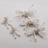 Orecchini di collana Impostare la decorazione per capelli in stoffa bianca brusca ornamenti fatti a mano perle colpi di gioielle da sposa barrette di perline.