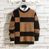 Pulls pour hommes Slim Fit Pull Color Matching Colorblock Tricoté Hiver Épais Doux Élégant Pulls Pour L'extérieur