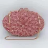 Borse da sera Lady Pink Big Big Rinestone Clutch Curse per la festa della festa per matrimoni Donne di lusso Cena da damigella d'onore Gliene frizioni