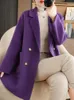Womens Jackets Autumn and Winter 100% Pure Wool Double Sided Coat Mid Length High End Solid Color Suit Collar Top 230818