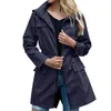 Trench da donna 2023 Autumn Ladies Coat a vento Fashion Women Rain Rain Giacca per esterni impermeabili con cappuccio impermeabile