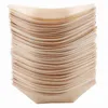 Servis uppsättningar 50 datorer Sushi Boat Wood Container Disponibla containrar Snack Bowl Bamboo Servering Tray Paper Plates