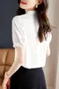 Bluzki damskie Koreańskie krótkie rękawie Lato High-end Sense Commuter Biała szyfonowa koszula Streamerowe koszule Streamerowe