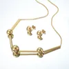Necklace Earrings Set Jewelry For Women Gold Color Ball Design Stud Party 2023