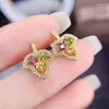 Stud Earrings Natural Real Colorful Tourmaline Leaf Earring 3 3mm 0.15ct 6pcs Gemstone 925 Sterling Silver Fine Jewelry X227201