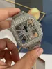 Out Nouveau cadran Ronda entièrement à quartz suisse romain squelette marqueur de glace montre à diamant montre à bague 2023 4S20 montre en verre saphir pour hommes ASRT