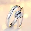 Cluster Rings HOYON 18k White Gold Color Temperament Single Diamond Zircon Couple Ring 925 Silver Pair Valentine's Day Gift