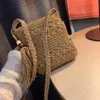 أكياس مسائية M6CC Women Beach Straw Counter Bag مع شرابة بوهو جوفاء