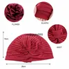 Novas mulheres grandes flores de turbante na testa cruzando quimioterapia tampa muçulmana instantânea lenço hijab lenço islâmico chapéu de chapéu de gorro de cabelo plissado